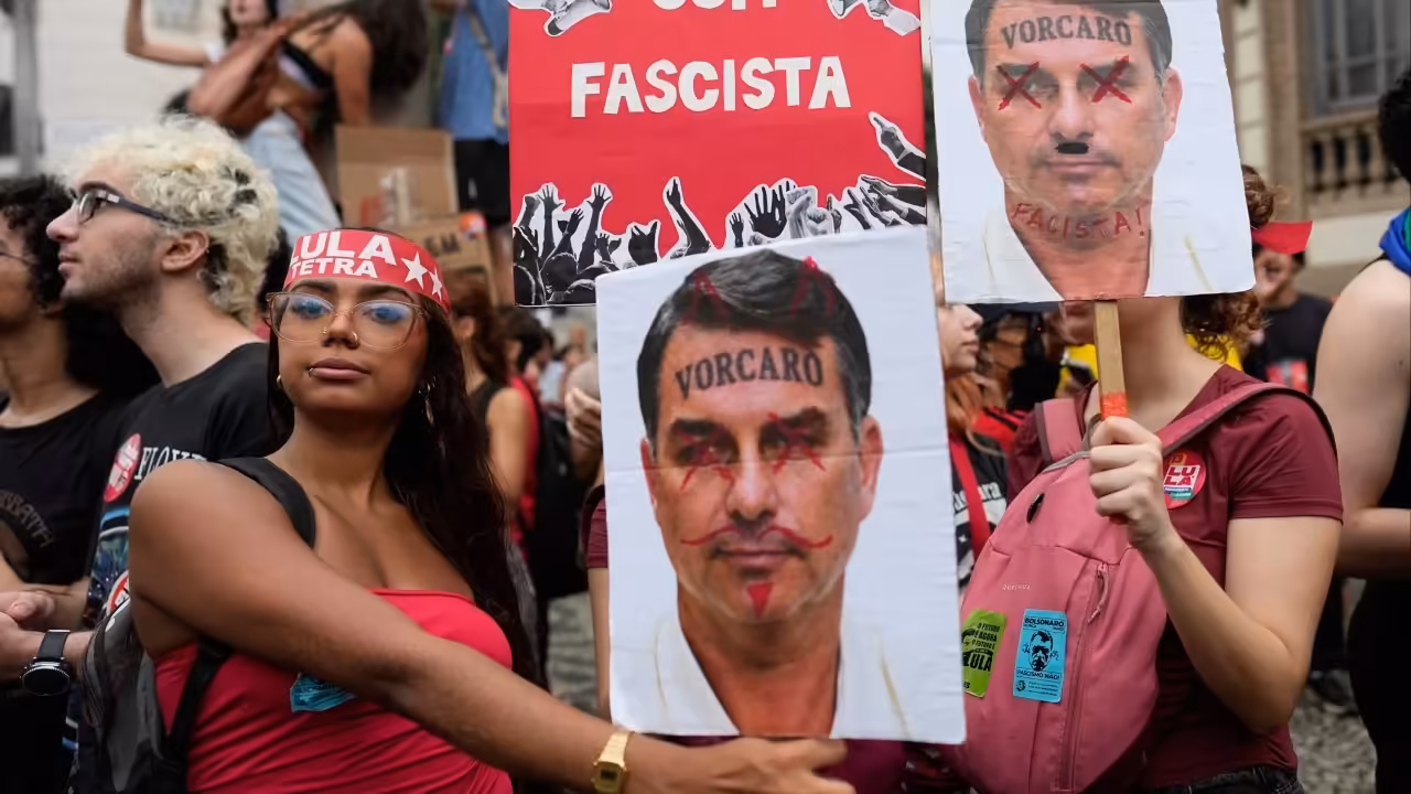Brazil’s Flavio Bolsonaro mocked at home after self-exile to US