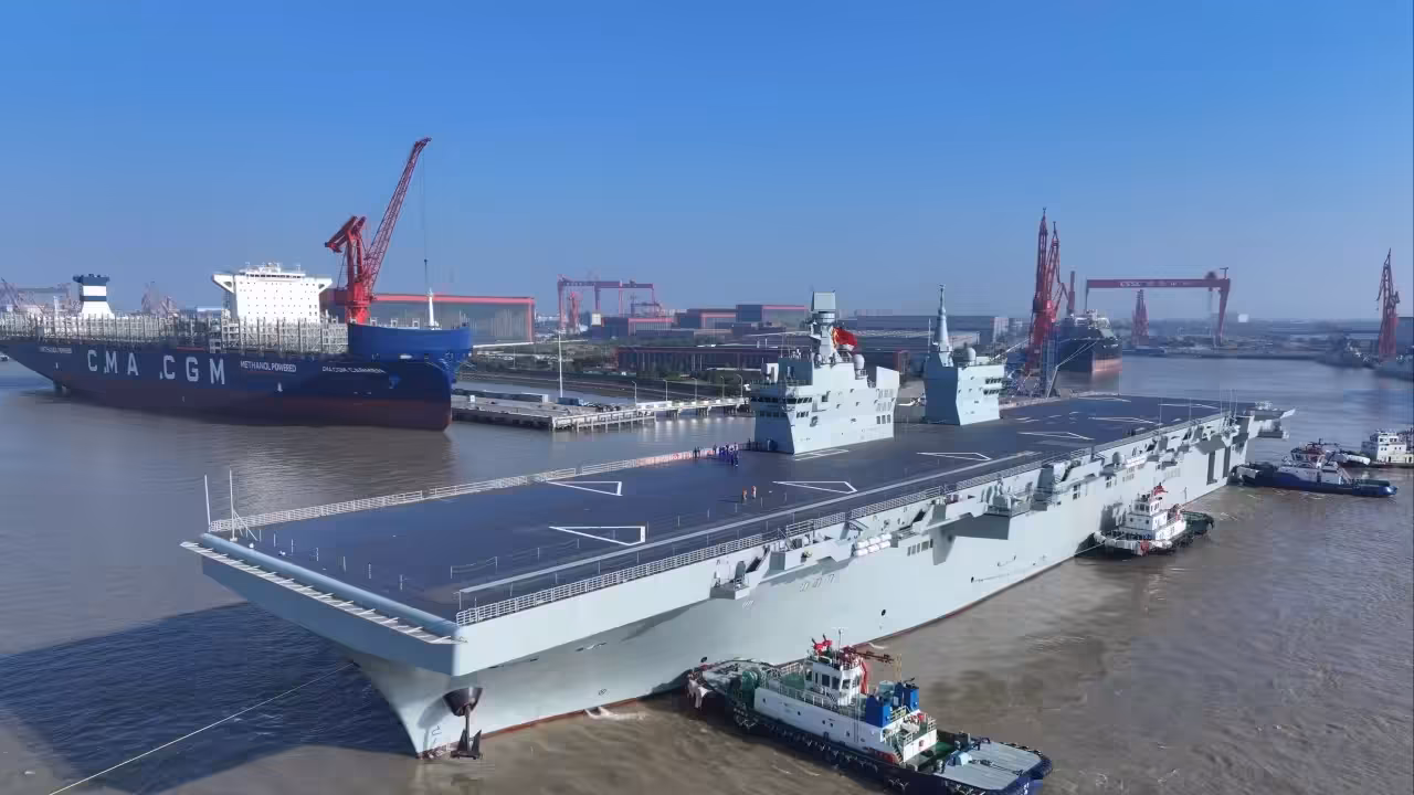 China carries out GJ-21 drone take-off, landing from first Type 076 warship: state media