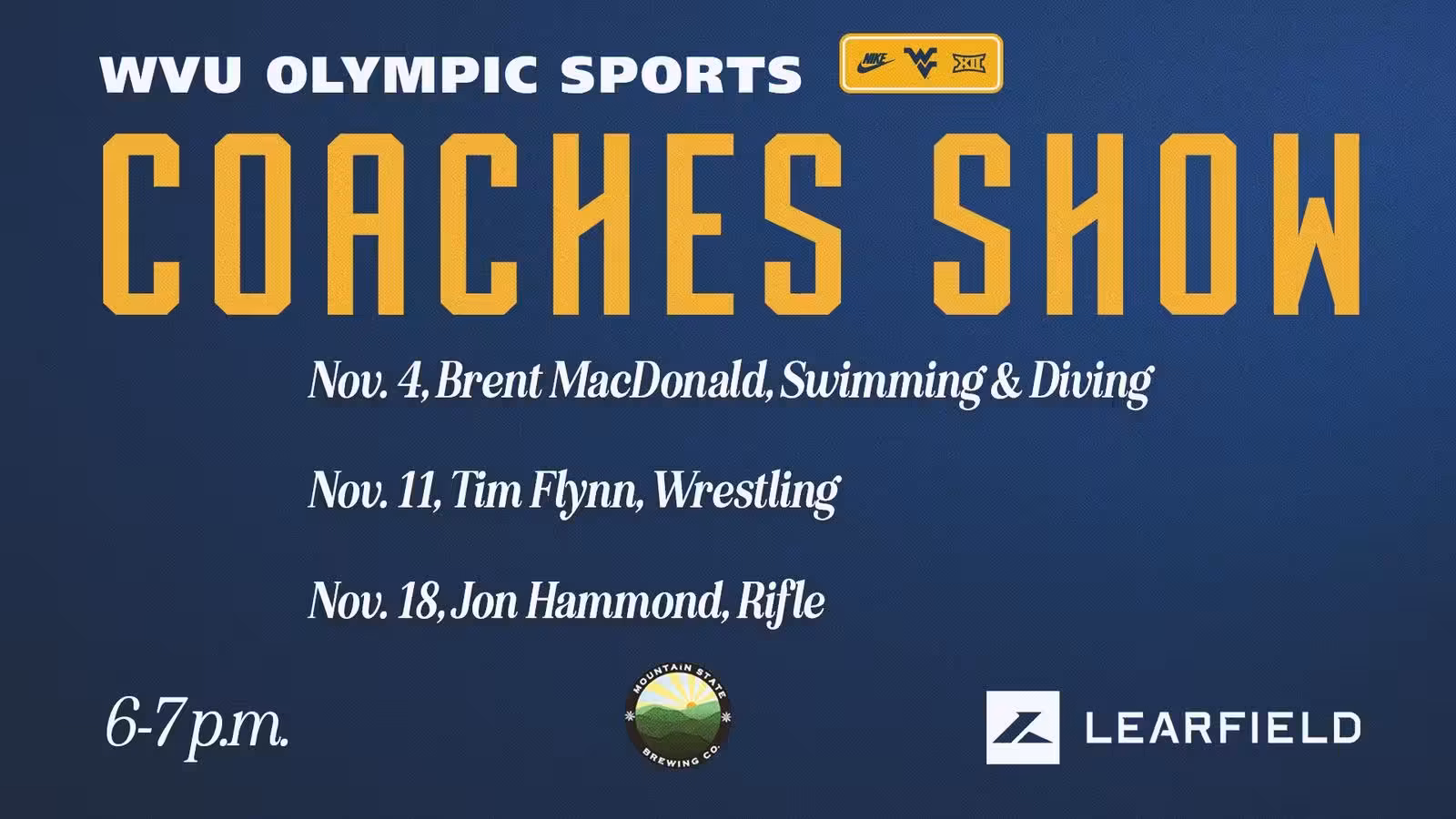 WVU Olympic Sports Coaches Show Lineup For November